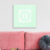 Mint White Greek Key Lijst #2 Initiaal Monogram Canvas Afdruk (Insitu (Woonkamer))