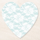 Mint White Lace Rozen Floral Kartonnen Onderzetters (Voorkant)