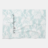 Mint White Lace Rozen Floral Theedoek (Horizontaal)