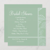 Mint & White Leaf Bruids Douche Uitnodiging (Voorkant / Achterkant)