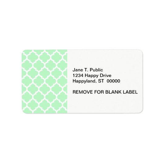 Mint White Moroccan Quatrefoil Pattern #5 Etiket (Voorkant)