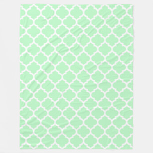 Mint White Moroccan Quatrefoil Pattern #5 Fleece Deken