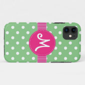 Mint & White Polka Dots Ribbon  Case-Mate iPhone Case (Achterkant (horizontaal))