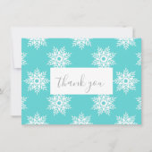 Mint White Snowflake Pattern Bedankkaart (Voorkant)