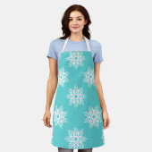 Mint White Snowflake Pattern Schort (Gedragen)
