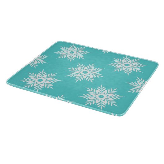 Mint White Snowflake Pattern Snijplank (Hoek)