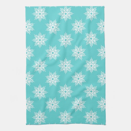 Mint White Snowflake Pattern Theedoek (Verticaal)