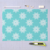 Mint White Snowflake Pattern Tissuepapier (Craft)