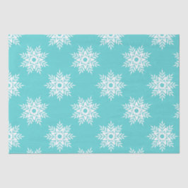 Mint White Snowflake Pattern Tissuepapier