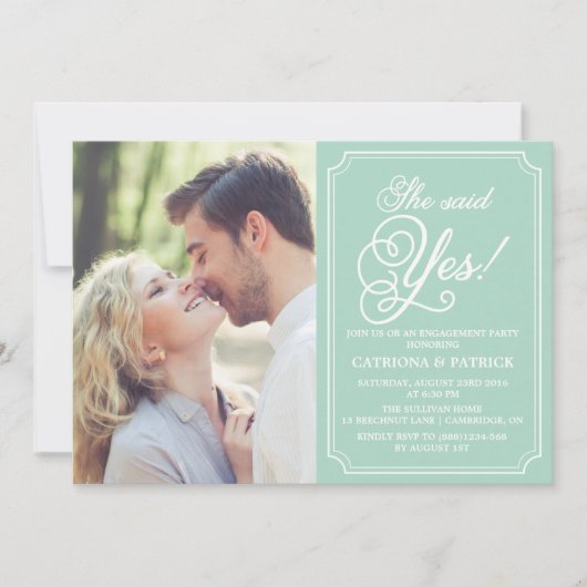 Mint & White Whimsical Engagement Party - Uitnodig Kaart (Voorkant)