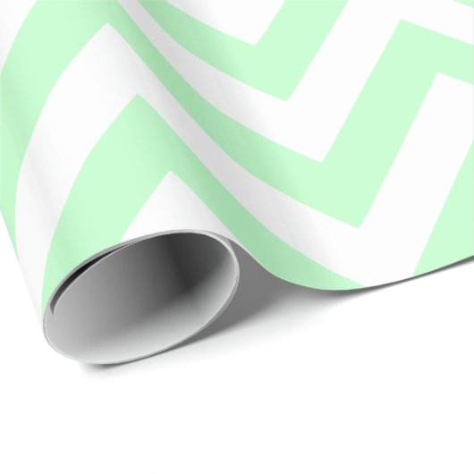 Mint White XL Chevron ZigZag Pattern Cadeaupapier (Rol Hoek)