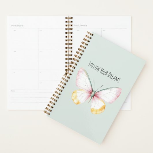 Mint White Yellow Pink Teal Butterfly (Devant avec enveloppe)
