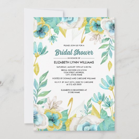 Mint wit geel bloemig Waterverf Vrijgezellenfeest Kaart (Voorkant)