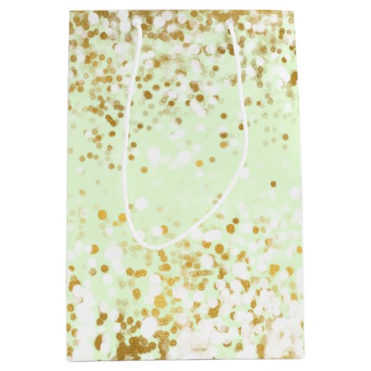 Mint witgouden Confetti schittering Medium Cadeauzakje (Voorkant)