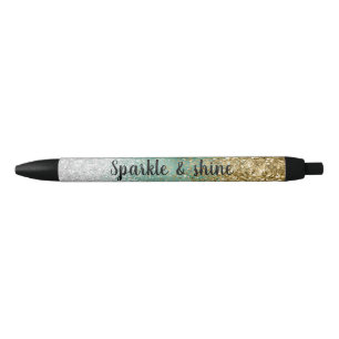 Mint Witte Glam Gouden Schittering Glitters Zwarte Inkt Pen