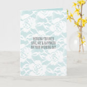 Mint witte kant rozen bloemenbruiloftsdag kaart (Gele Bloem)