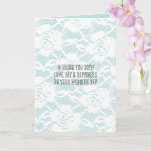 Mint witte kant rozen bloemenbruiloftsdag kaart
