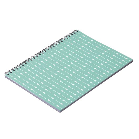 Mint & witte pijlen Modern Boho Pattern Notitieboe Notitieboek (Linkerzijde)