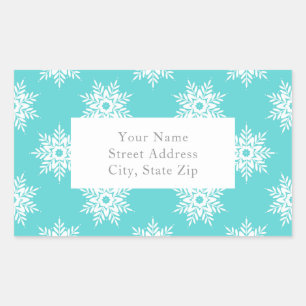 Mint witte sneeuwvlok patroon labels