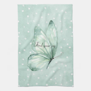 Mint Witte Stippen Vlinder Geloof Theedoek