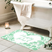 Mint & Witte Zeewezens Koppels Hart Monogram Badmat