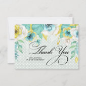 Mint | Yellow Floral Dank u bruiloft Kaart (Voorkant)