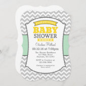 Mint Yellow Grey Chevron Baby shower uitnodiging (Voorkant / Achterkant)