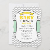 Mint Yellow Grey Chevron Baby shower uitnodiging (Voorkant)