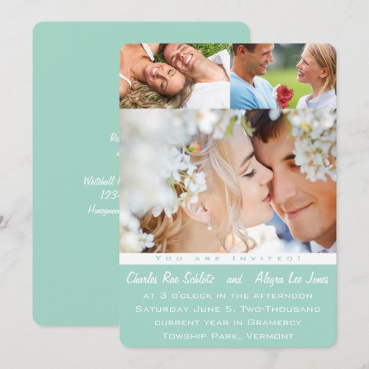 Mint Your Photo Wedding Invitations Kaart (Voorkant / Achterkant)