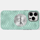 Mint Zigzag Stripes Monogram Case-Mate iPhone Case (Achterkant (horizontaal))