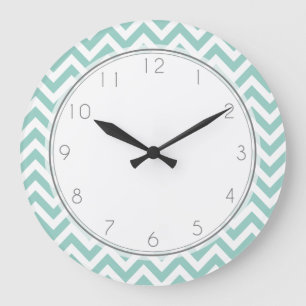 Mint Zigzag Stripes Patroon Grote Klok