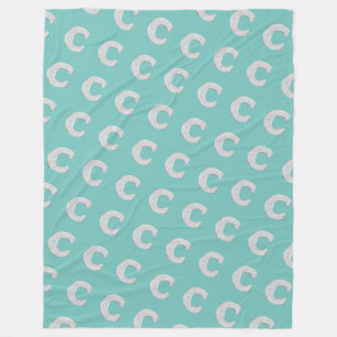 Mint zilveren letter C Fleece Deken