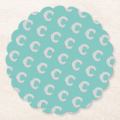 Mint zilveren letter C Kartonnen Onderzetters (Voorkant)