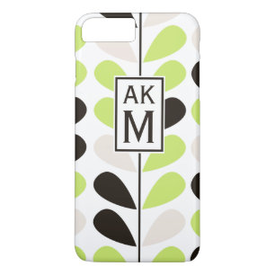 Mint & Zwart Bloempatroon iPhone 7 Plus Hoesje