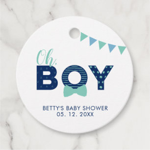 Mintblauw & Marineblauw Moderne babyshower dank Bedankjes Labels