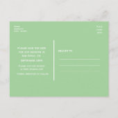 Mintgrijze & witte moderne Save The Date-ansichtka Aankondigingskaart (Achterkant)