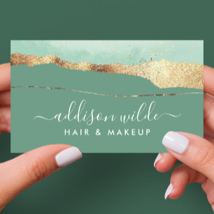Mintgroen en goud Elegant modern schrift Visitekaartje