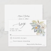 Mintgroen en witte bloemen geen maaltijd RSVP Kaartje (Voorkant / Achterkant)