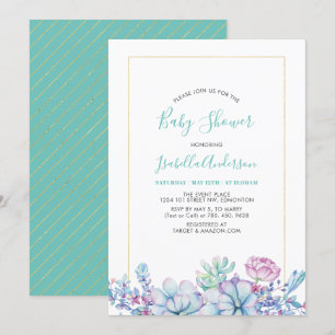 Mintgroen   Tropische Succulenten Baby Shower Kaart