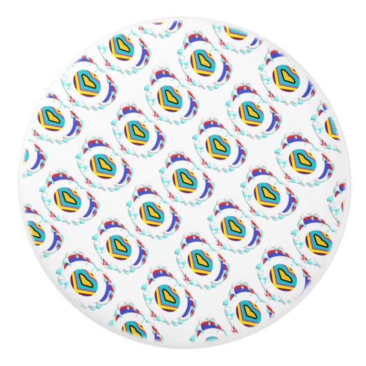 MINTGROENE DECORATIEPATRONEN KERAMISCHE KNOP (Voorkant)