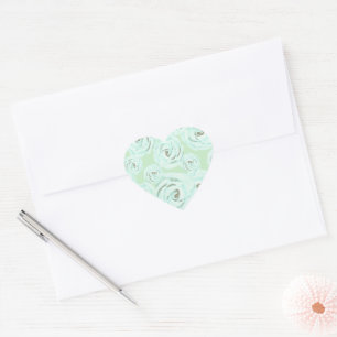 Mintgroene en turquoise frostingroosstickers hart sticker