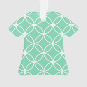 Mintgroene en witte geometrische patroonkringen ornament