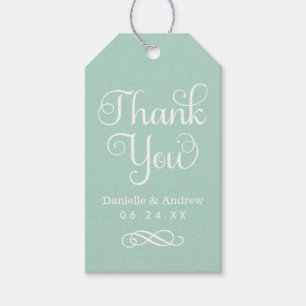 Mintgroene Favor met Dankjewel en Calligrafie Mono Cadeaulabel