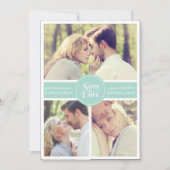 Mintgroene gestreepte save the date-aankondiging kaart (Voorkant)