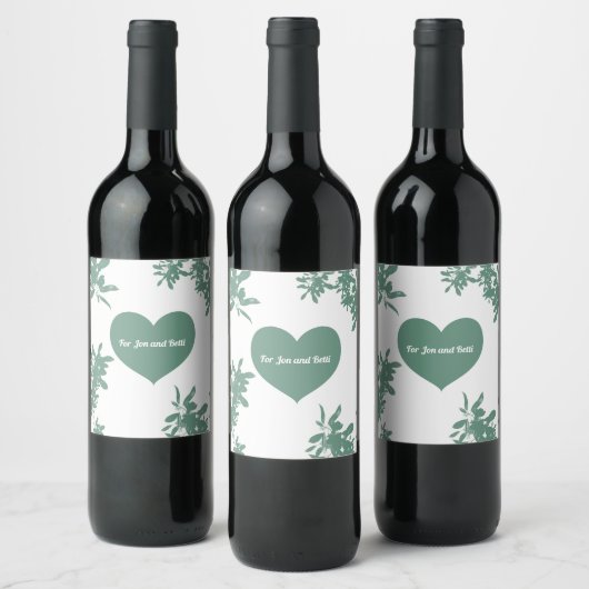 Mintgroene klimop vierkant  wijn etiket (Flessen)