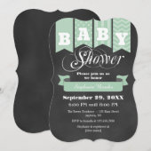 Mintgroene krijtbord vlag babyshower uitnodiging (Voorkant / Achterkant)