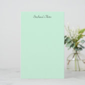Mintgroene monogramnaam Aangepaste kleur Elegant Briefpapier (Staand voorkant)