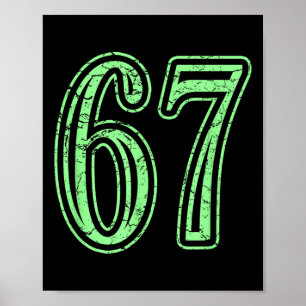Mintgroene nummer 67 gedistroyeerde sport nummerge poster