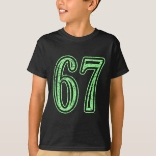 Mintgroene nummer 67 gedistroyeerde sport nummerge t-shirt
