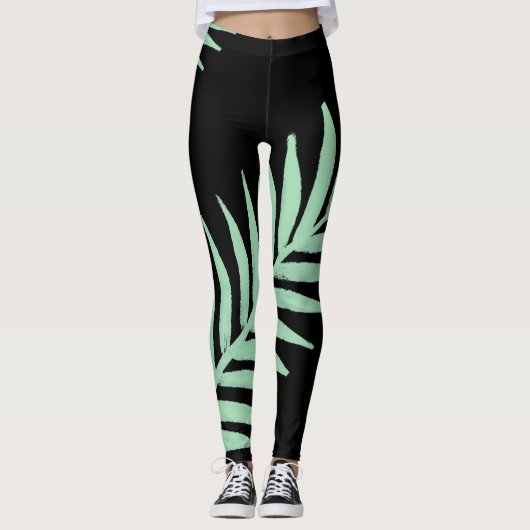 mintgroene palm leggings (Voorkant)